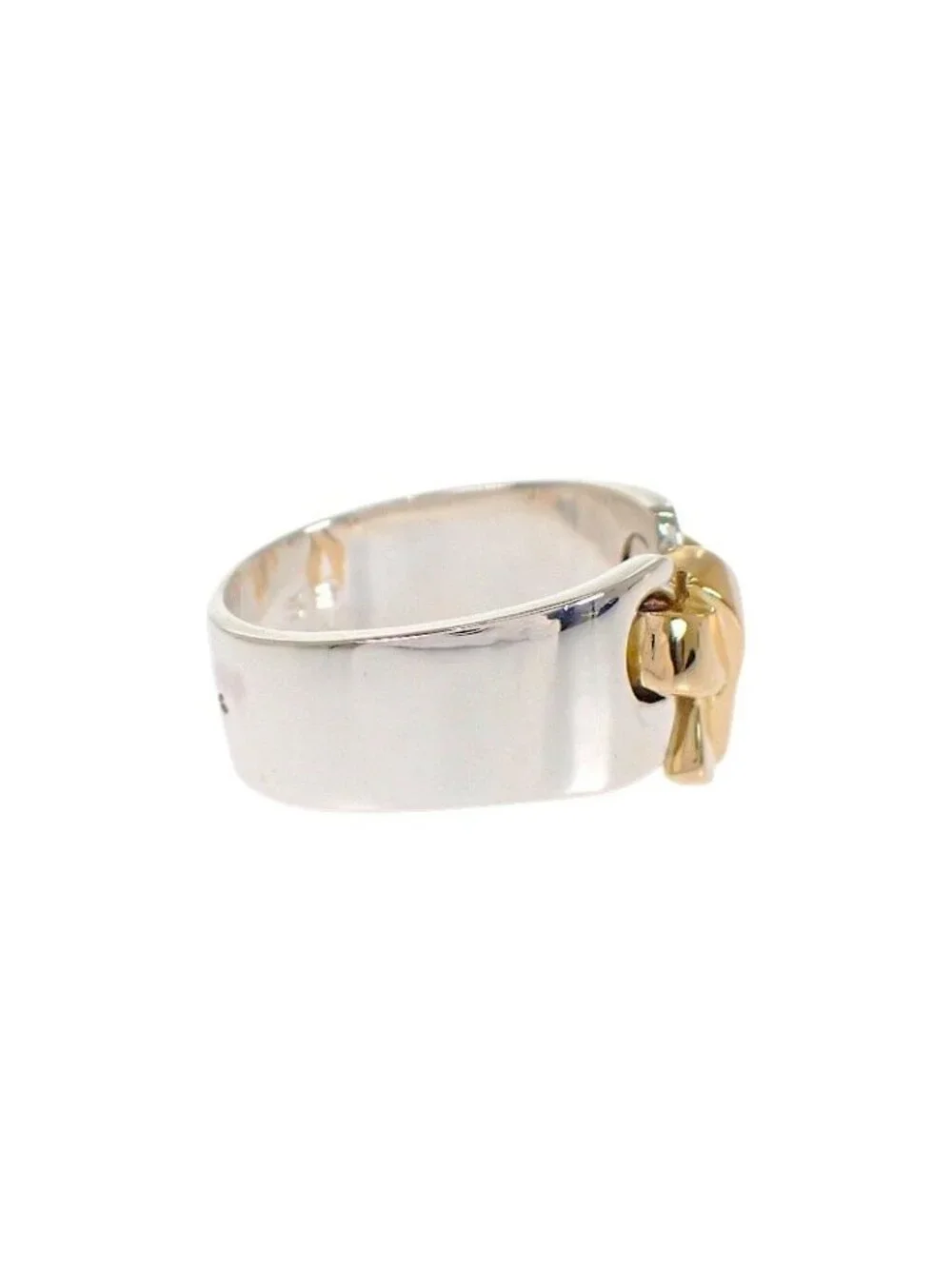 Hermes Raset Ring 52 Vintage 18K Yellow Gold 925 Sterling Silver